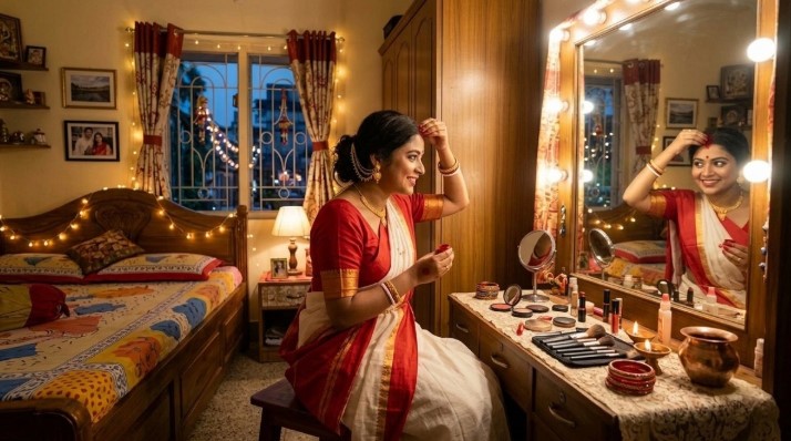 পূজায় সাজ দীর্ঘক্ষণ ঠিক রাখার মেকআপ টিপস